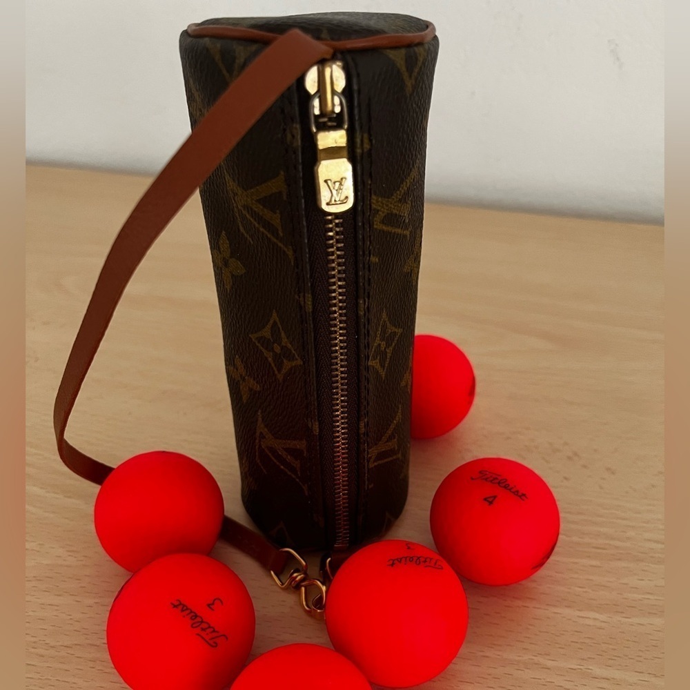 Louis Vuitton Monogram Papillon Golf Ball Holder EUC NWOT dust bag France
